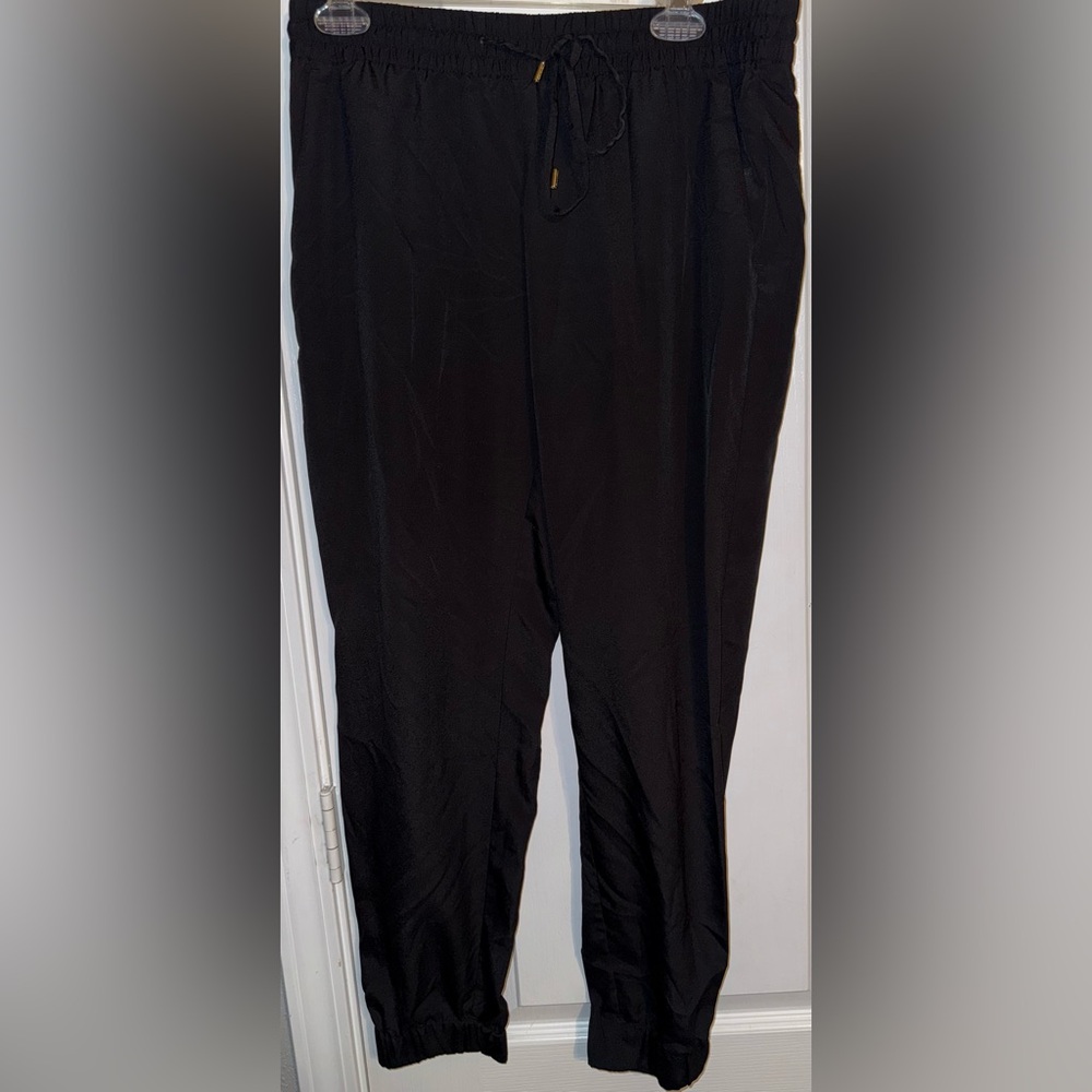 Michael Kors Woman Black Joggers Drawstring Elastic Waist Pockets Sz 8